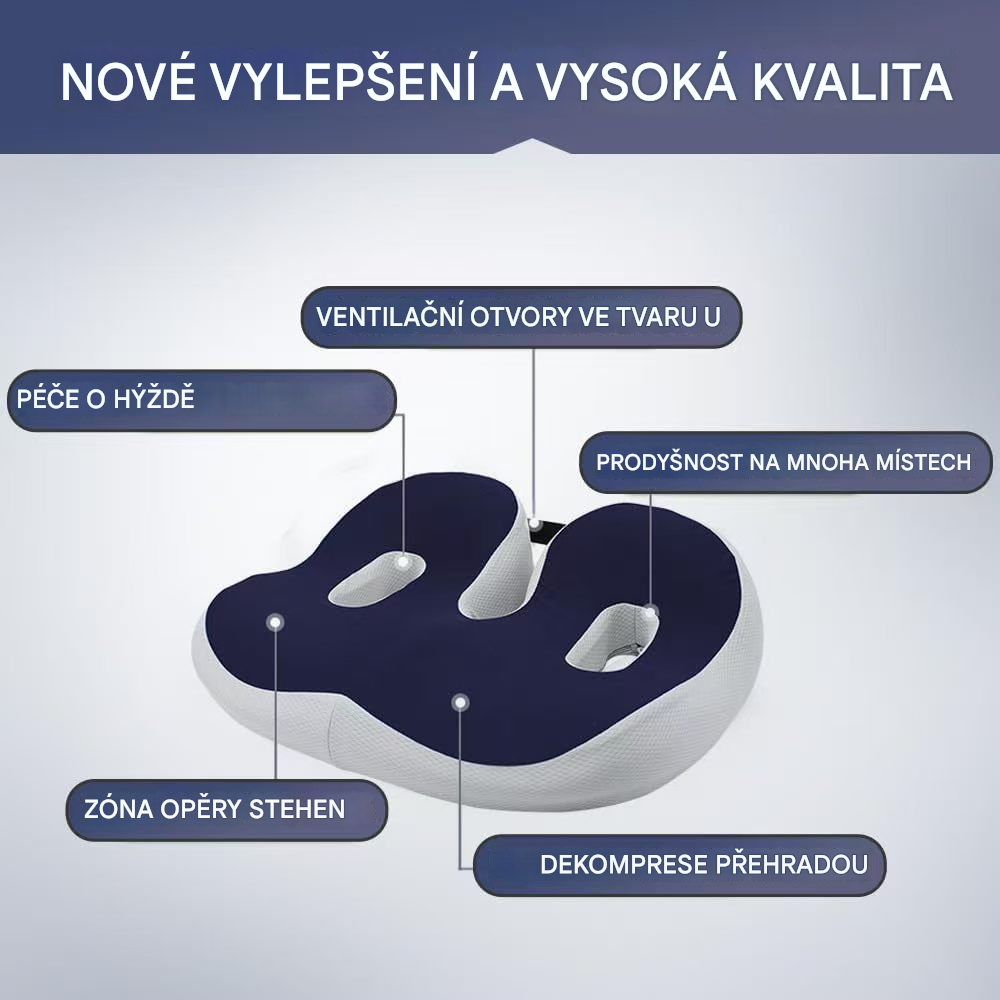 🪑 Ergonomický sedák pro kancelář – tvarování hýždí a úleva při dlouhém sezení