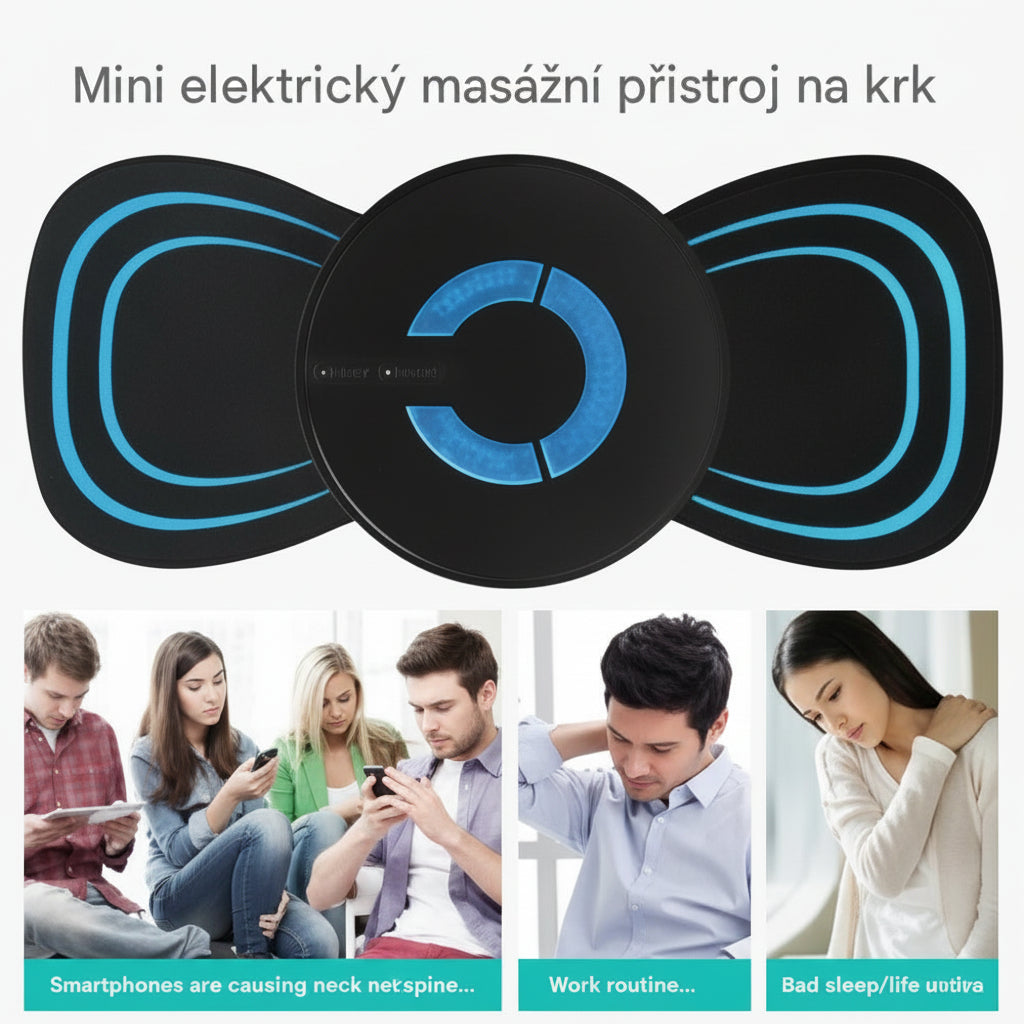 Přenosná pulzní masážní náplast｜Kompaktní masážní přístroj pro úlevu od únavy krční, bederní a zádové oblasti
